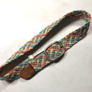 Aeropostale Belt Ladies Small Brown genuine leather 1.75” Woven Colored Cording